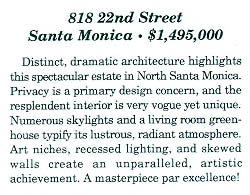 Description of Santa Monica home